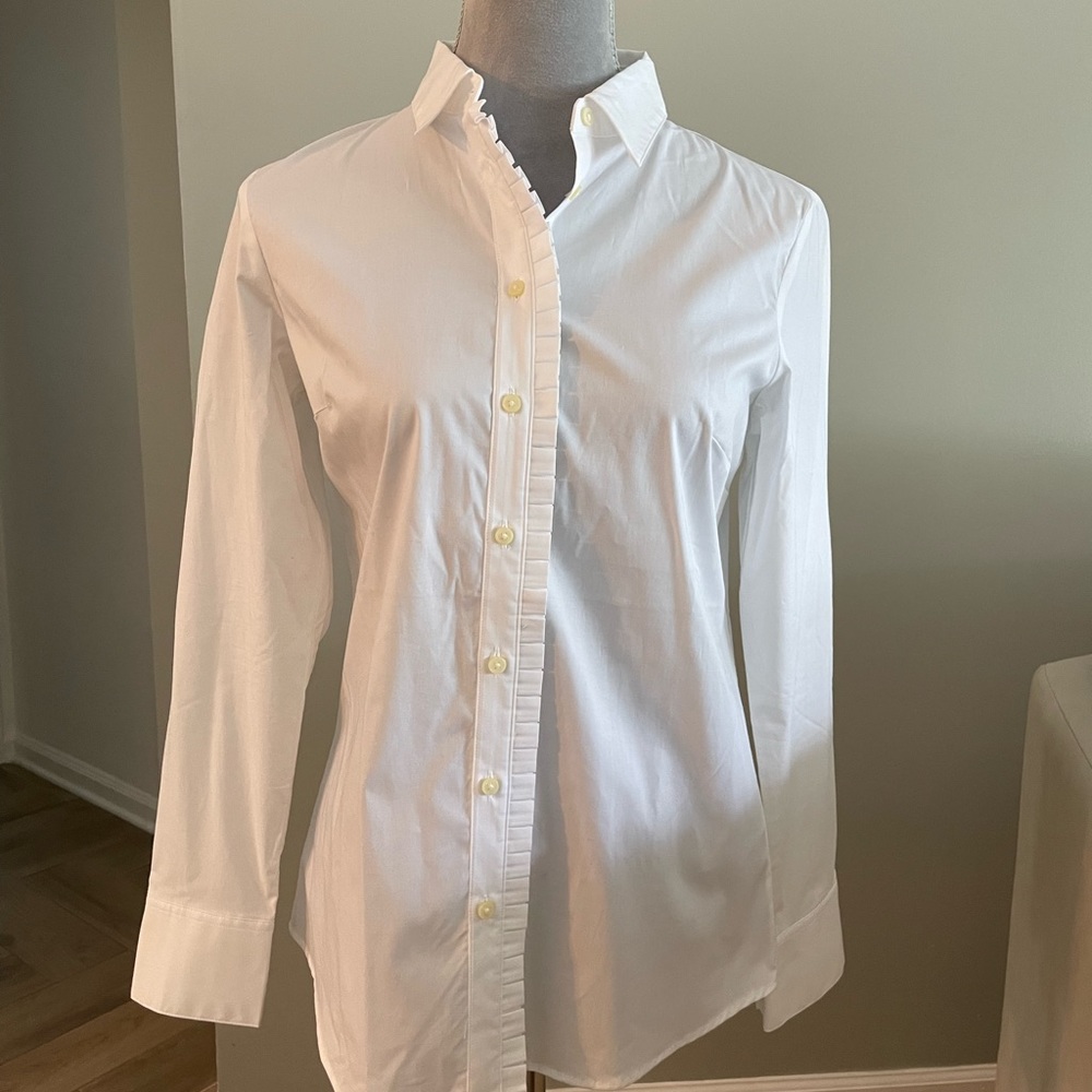 Banana Republic Women’s Riley Button Up Collard Dress Shirt - White Size 8P